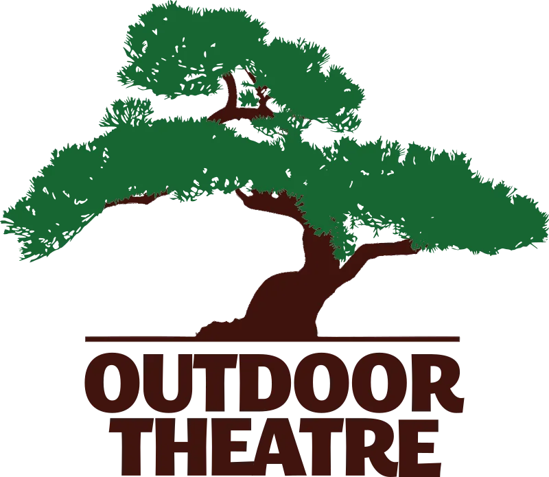 Logo for the Institute of Outdoor Theatre. A brown tree with green foliage on top, with large brown text underneath that reads "Outdoor Theatre"